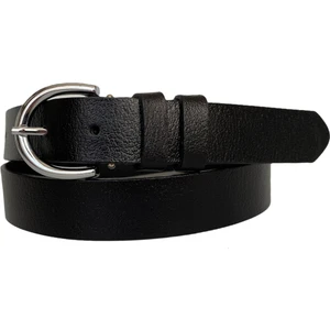 Deri Gümüş Tokalı Siyah Kadın Kemeri, 3cm