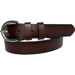 Deri Gümüş Tokalı Bordo Kadın Kemeri, 3cm