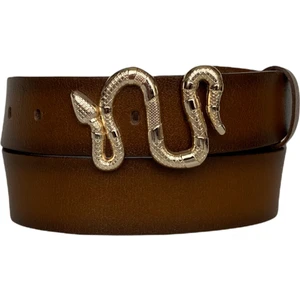 Deri, Gold Yılan Tokalı Tosado Kadın Kemeri 4 cm