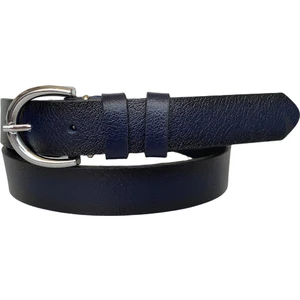 Deri Gümüş Tokalı Lacivert Kadın Kemeri, 3cm