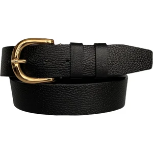 Deri, Gold Tokalı Siyah Kadın Kot Kemeri 4 cm