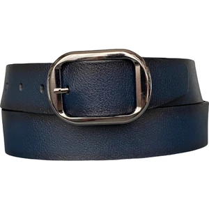 Deri, Mat Gümüş Tokalı Lacivert Kadın Kemeri 4 cm