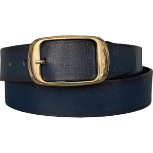 Deri, Gold Tokalı Lacivert Kadın Kemeri 4 cm