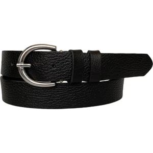 Deri Gümüş Tokalı Siyah Baskılı Kadın Kemeri, 3cm