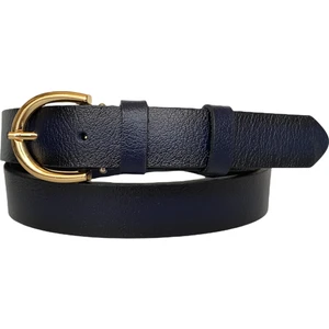 Deri Gold Tokalı Lacivert Kadın Kemeri, 3cm