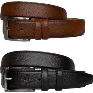 Hakiki Deri 2'li Set 3,5 cm Kumaş Pantolon Kemeri; Siyah, Kahverengi
