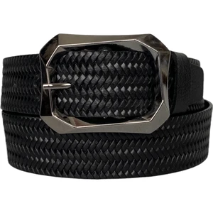 Hakiki Deri, Gümüş Tokalı Siyah Kadın Kot Kemeri 4 cm