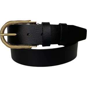 , Gold Tokalı Siyah Kadın Kot Kemeri 4 cm