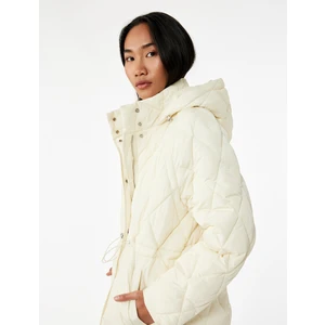 Beli Bağcıklı Uzun Kollu Cepli Su Itici Kapüşonlu Kapitone Şişme Mont