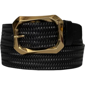 Deri Gold Tokalı Siyah Kadın Kot Kemeri 4 cm