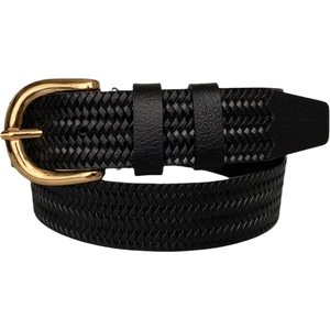 Deri Gold Tokalı Siyah Kadın Kot Kemeri 4 cm