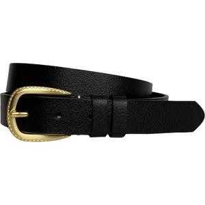 Deri Gold Tokalı Siyah Ince Kadın Kemeri 3 cm