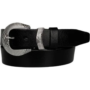 Deri Gümüş Tokalı Metal Köprülü Siyah Kadın Kot Kemeri 4 cm