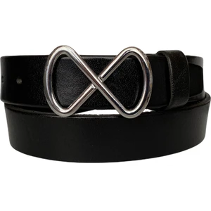 Deri, Gümüş Sonsuz Tokalı Siyah Kadın Kemeri 4 cm