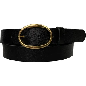 Deri Gold Tokalı Siyah Kadın Kemeri, 3cm