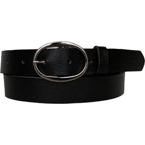 Deri Gümüş Tokalı Siyah Kadın Kemeri, 3cm