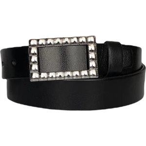 Deri, Gümüş Tokalı Siyah Kadın Kemeri 4 cm