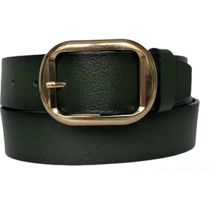 Deri, Gold Tokalı Yeşil Kadın Kot Kemeri 4 cm