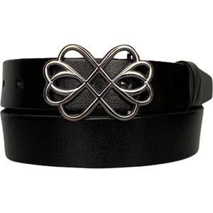 Deri, Gümüş Tokalı Siyah Kadın Kemeri 4 cm