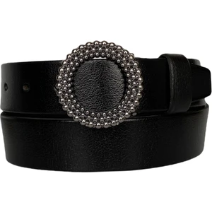 Deri, Siyah Nikel Tokalı Siyah Kadın Kemeri 4 cm