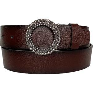 Deri, Siyah Nikel Tokalı Bordo Kadın Kot Kemeri 4 cm