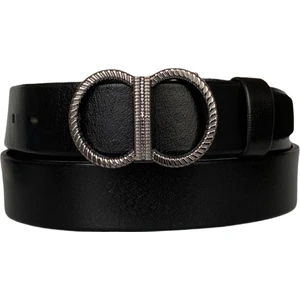 Deri Siyah Nikel Tokalı Kadın Kemeri 4 cm