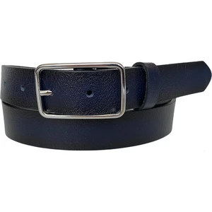 Deri Gümüş Dikdörtgen Tokalı Lacivert Kadın Kemeri, 3cm