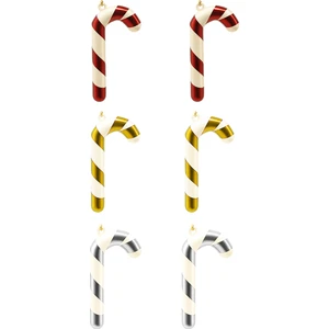 6lı Şeker Kamışı Yılbaşı Süs 7cm Kırmızı Beyaz Renkli Noel Süsleri