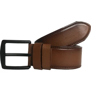 Deri Dikiş Desenli Taba Kot Kemeri