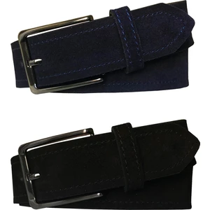 2'li Süet Koyu Lacivert, Siyah Kemer 4 cm