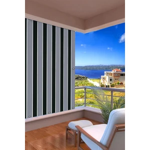 Kalın- Işık Su Geçirmez Düğmeli Kuş Gözlü Bağcıklı Balkon Perdesi Siyah-Gri Enxboy