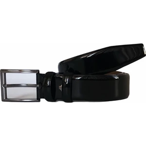 Siyah Rugan Lüks Deri Klasik, Kumaş Kemer 3.5 cm