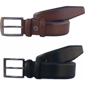 2'li Siyah, Kahverengi Klasik Lüks Deri Kemer 3.5 cm