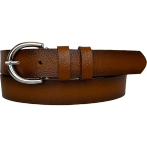 Deri Gümüş Tokalı Taba Kadın Kemeri, 3cm