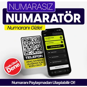 2'li Paket - Numarasız Numaratör - QR Kodlu Araç Numaratörü - Araç İçi Park Telefon Numarası (Dikey Etiket)