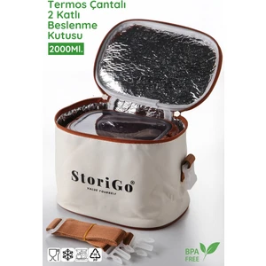 Nandy Home 2 Katlı Lunch Box Termos Çantalı Beslenme Kutusu – Yemek Taşıma Seti (Kaşık ve Çatal Dahil)