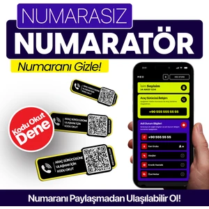 Numarasız Numaratör - QR Kodlu Araç Numaratörü - Araç İçi Park Telefon Numarası (Yatay Etiket)