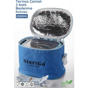 Nandy Home 2 Katlı Lunch Box Termos Çantalı Beslenme Kutusu – Yemek Taşıma Seti (Kaşık ve Çatal Dahil)