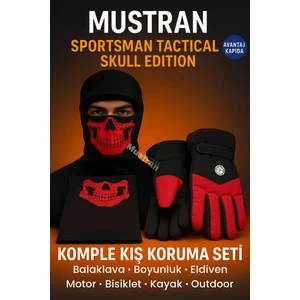 Tactical Skull Blue Edition 3’lü Set – Eldiven L-XL + Boyunluk + Balaklava motosiklet eldiveni