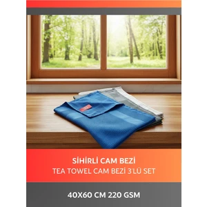 Tea Towel Sihirli Mikrofiber Cam Bezi 3'lü Set 42X64 | Yeni Renkler | Yeni Kumaş