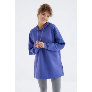Tommy Life Eflatun Reglan Kol Basic Kapüşonlu Oversize Sweatshirt Tunik - 97242