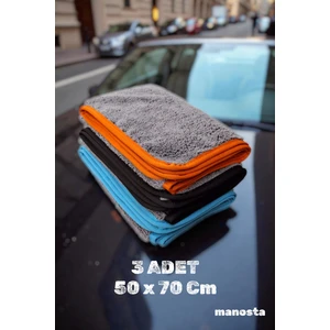 ( 3 Adet ) 50x70 Cm Mikrofiber Renkli Biyeli Oto Yıkama ,Kurulama Bezi. Araba Temizlik Bezi