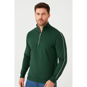 Regular Fit Yarım Fermuarlı Dik Yaka Basic Sweatshirt