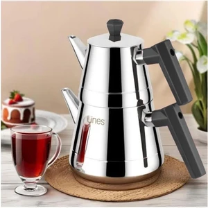 Lines L-3064 Piramit Orta Boy Çelik Çaydanlık Bakalit Siyah