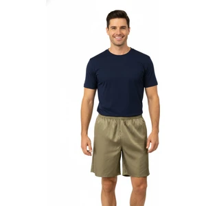 Erkek Saten Kumaş Şort Düz Renk Beli Lastikli Cepsiz Rahat Kesim Hafif Kumaş