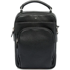 S1PC00021200-A6F Deri Erkek Çapraz Askılı Çanta - Siyah