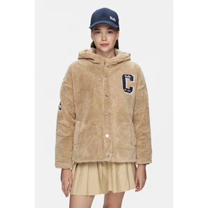 SERVILLE Koyu Bej Çıtçıtlı Nakışlı Oversize Kadın Ceket