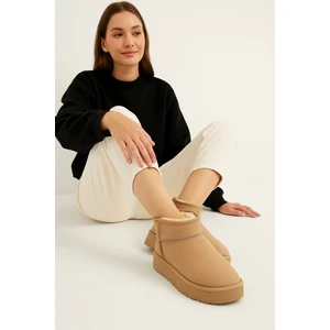 Kadın Kalın Taban Süet Bot Platform Topuklu Vizon En Iyi Muadil Içi Kürklü Ug Model Bot & Bootie