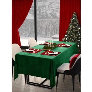 Kadife Dokulu Zümrüt Masa Örtüsü