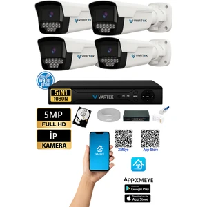 4 Kameralı 1080P Ip Güvenlik Kamera Seti 1000GB Hdd– Uzaktan Izleme – Kolay Kurulum(Sesli Kamera)